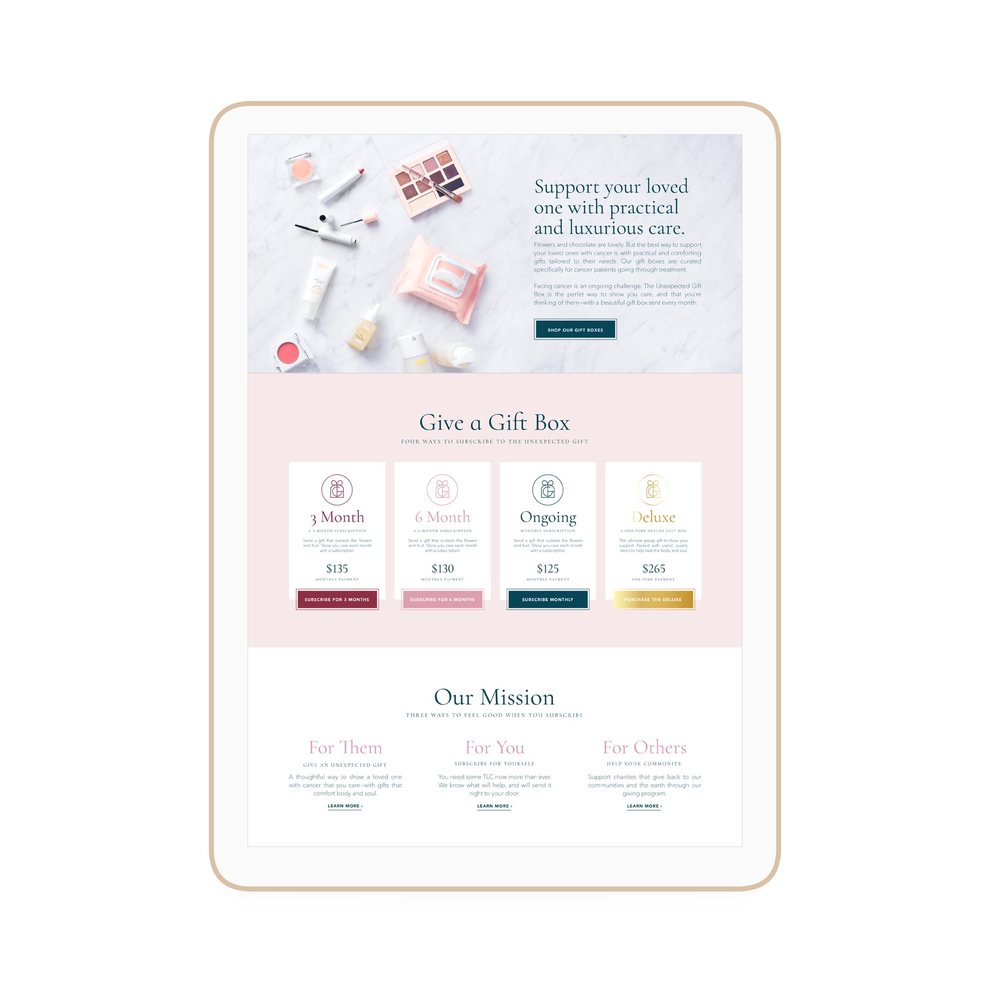 The Unexpected Gift Winnipeg Feminist Brands Website Design Feminist Entrepreneurs iPad